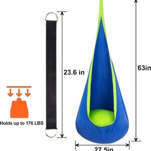 Kids Pod Swing Seat Hanging Hammock Chair With Inflatable Pillow(1 Set(Any Coor)